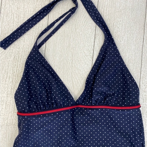 Tommy Hilfiger Navy with white polka dot halter style one piece swimsuit size 8 - Picture 8 of 10